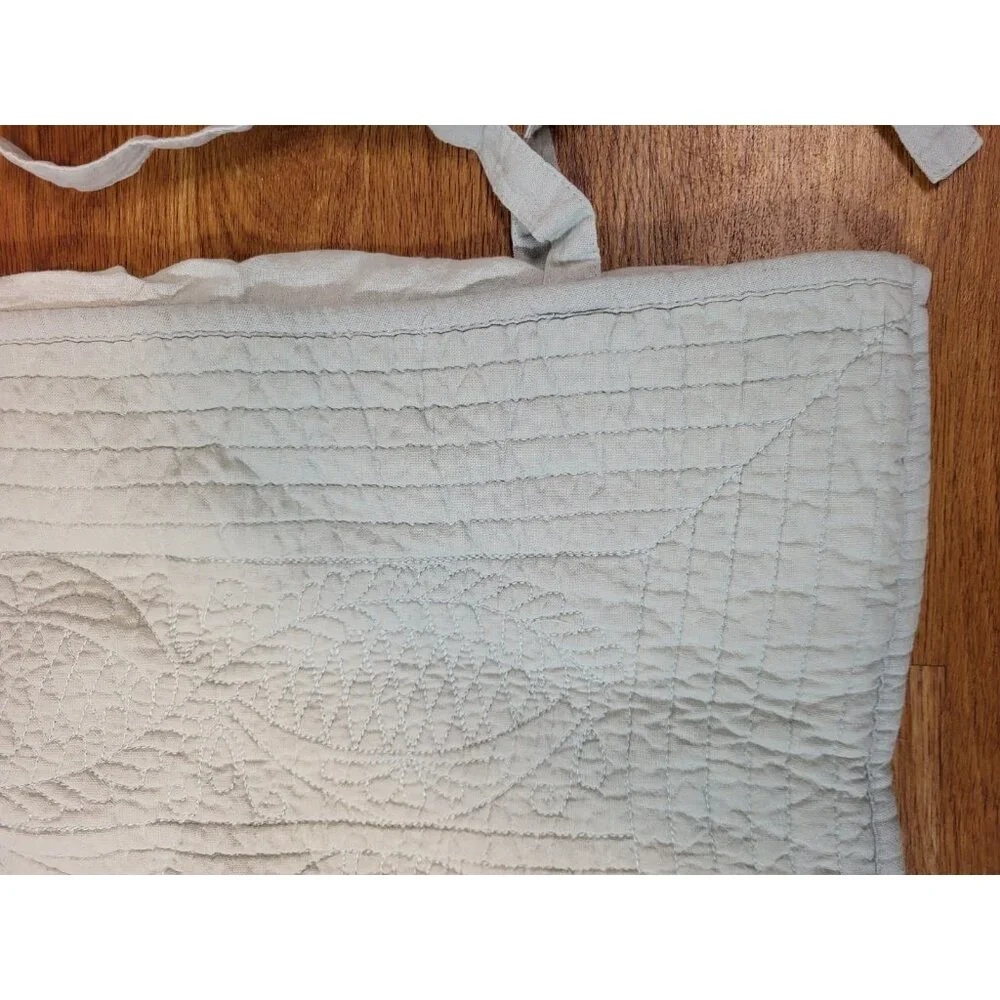 Pottery Barn pillowcase 1 Sham standard Light Green ties‎ cotton modern quilted